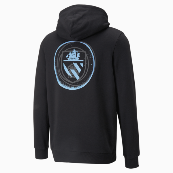 Manchester City ftblLegacy Hoodie Men, PUMA Black-Team Light Blue, large-ZAF