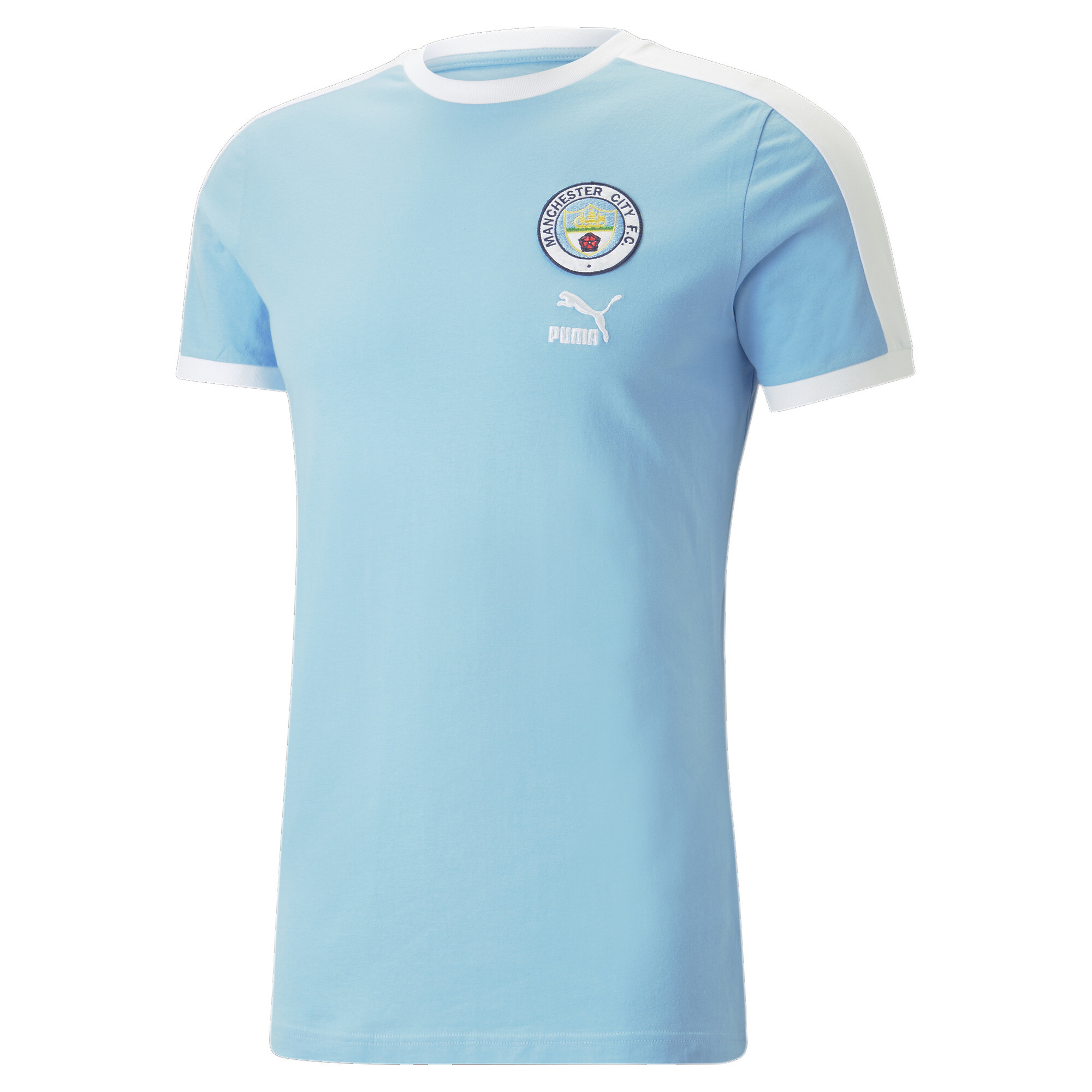 Men's Puma Manchester City F.C. Ftbl Heritage T7 T-Shirt, Blue, Size M, Sport