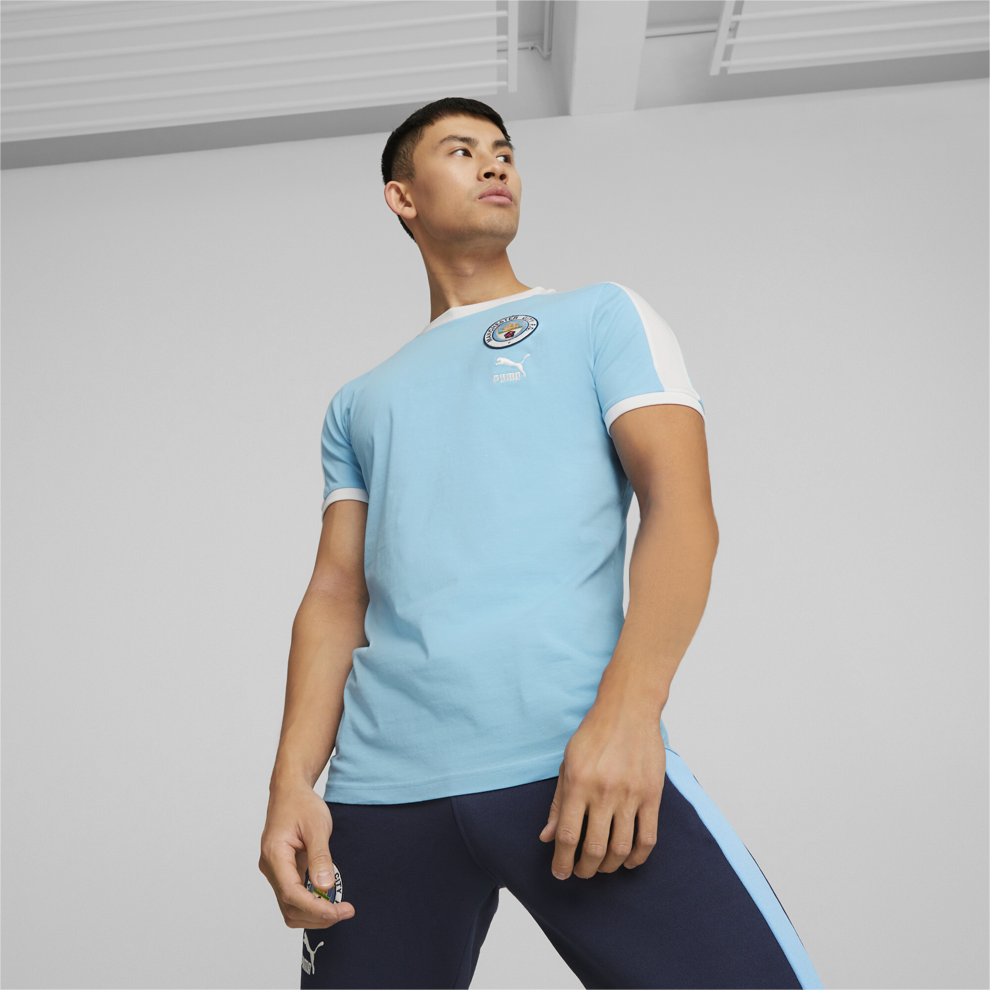 Men's Puma Manchester City F.C. Ftbl Heritage T7 T-Shirt, Blue, Size M, Sport