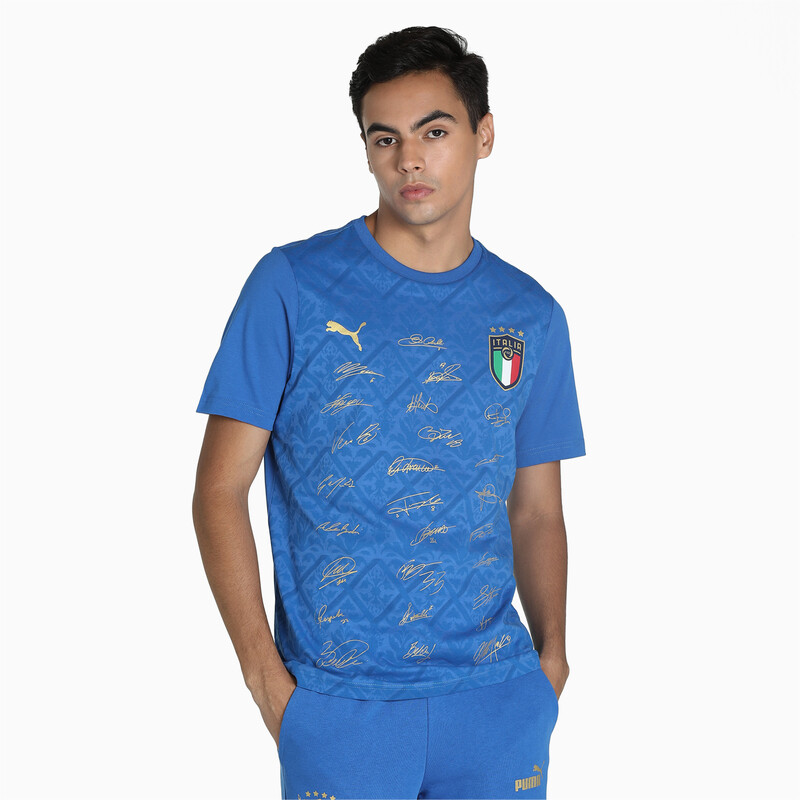 

Men's PUMA Italia Signature Winner Regular Fit T-Shirt, Black/gold/blue