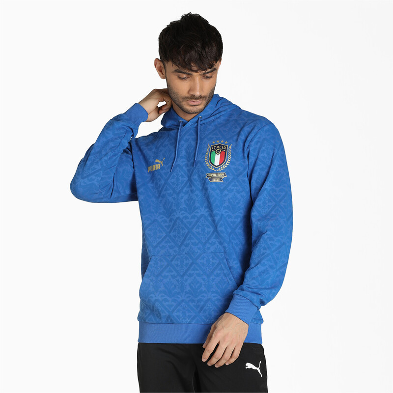 

Men's PUMA Italia Graphic Winner Regular Fit Hoodie, Black/blue