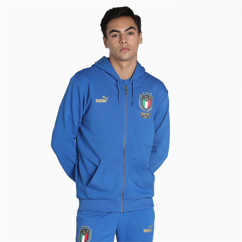

Men's PUMA Italia Winner Regular Fit Full Zip Hoodie, Black/gold/blue