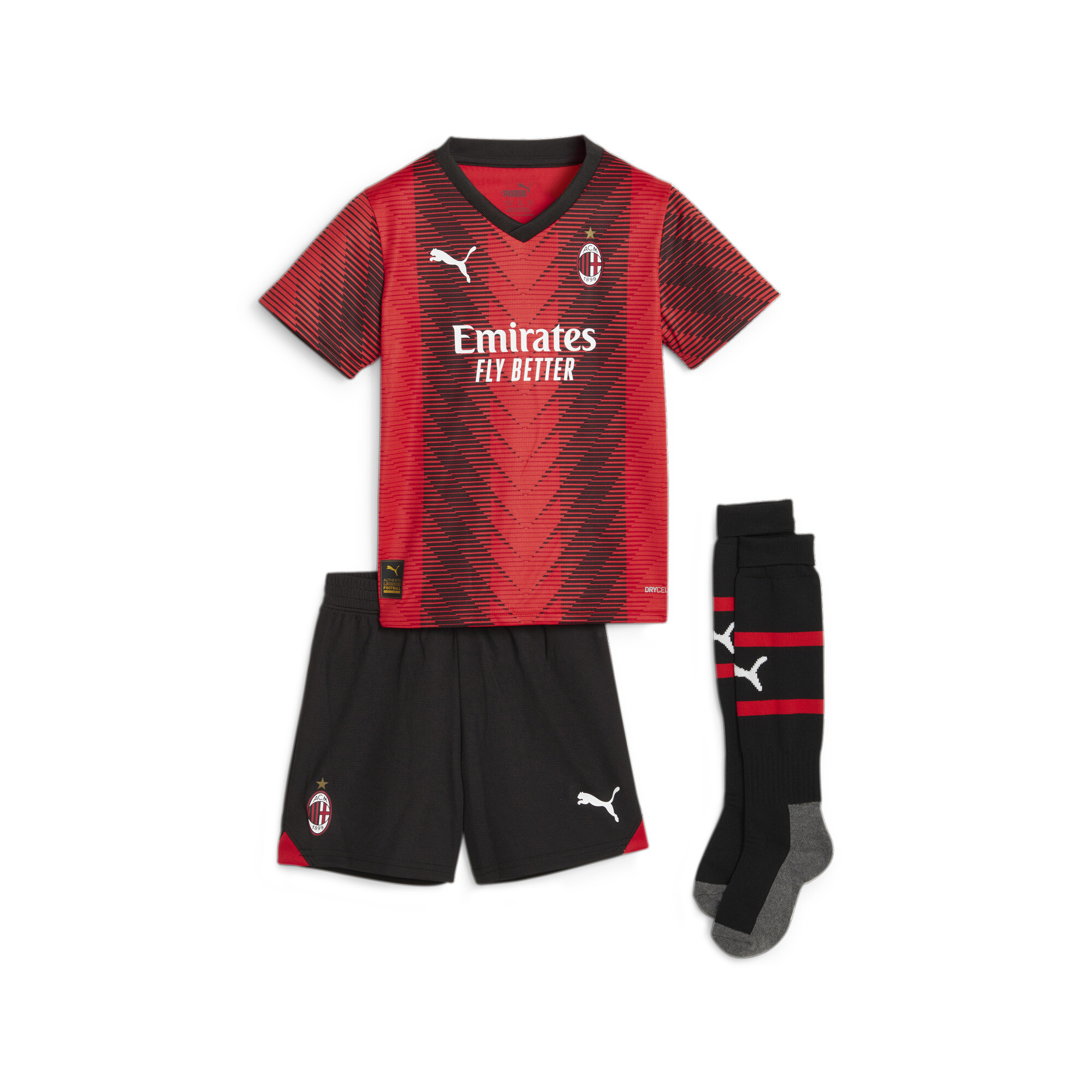 Puma A.C. Milan 23/24 Home Mini Kit, Red, Size 3-4Y, Clothing