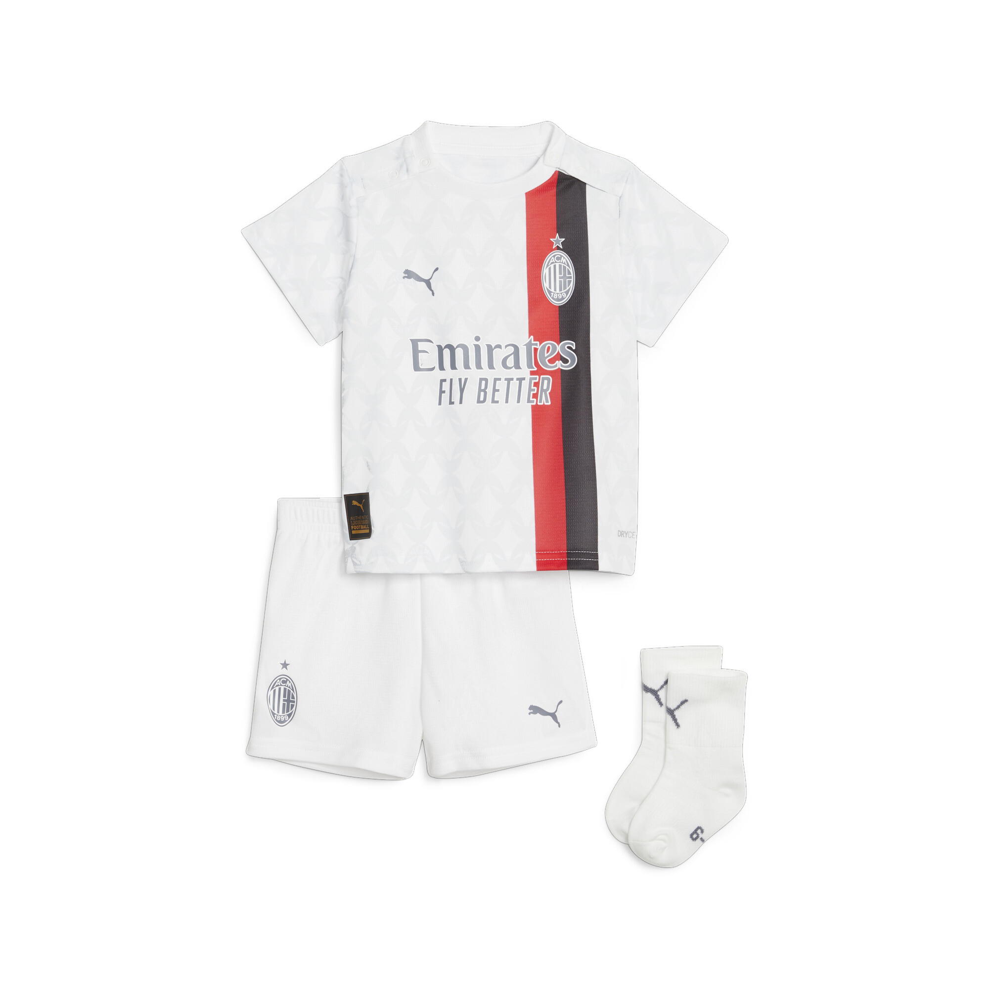 Puma AC Milan 23/24 Auswärtstrikot Kleinkinder | Mit Print | White/Feather Gray | Größe: 4-6M