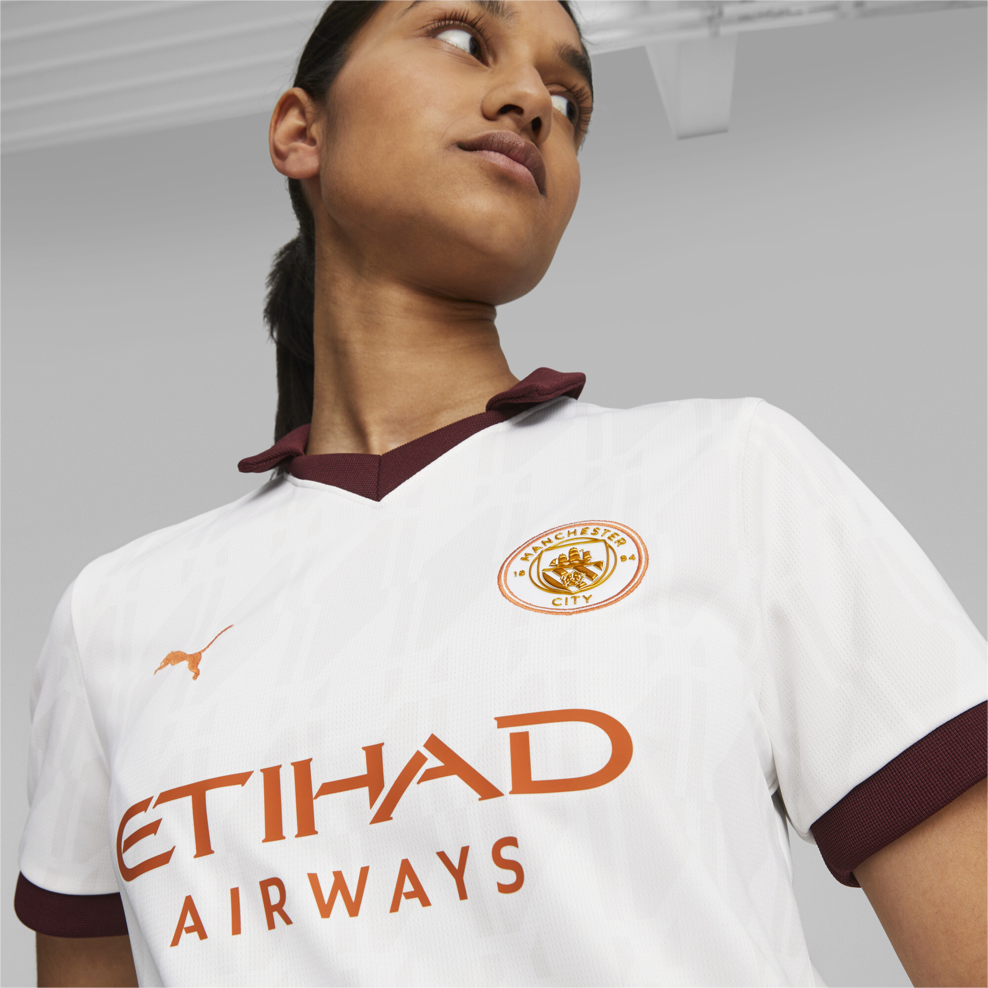 Women's Puma Manchester City 23/24 Away Jersey, White, Size XS, Sport