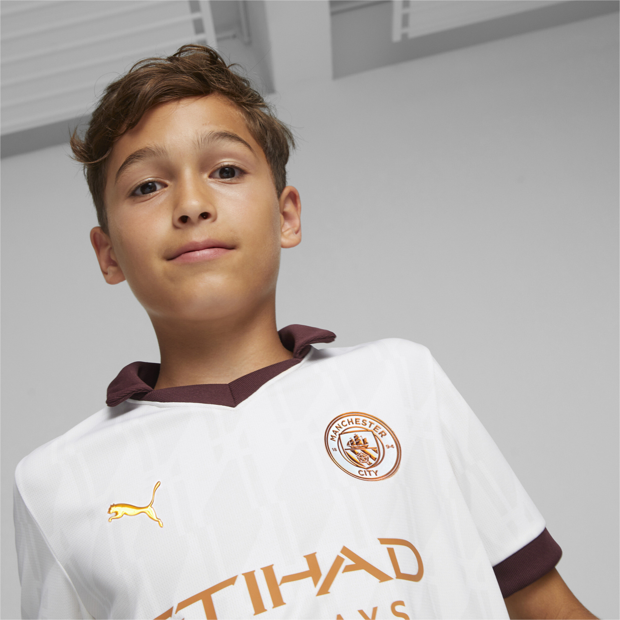 PUMA Manchester City 23/24 Away Jersey In White, Size 5-6 Youth