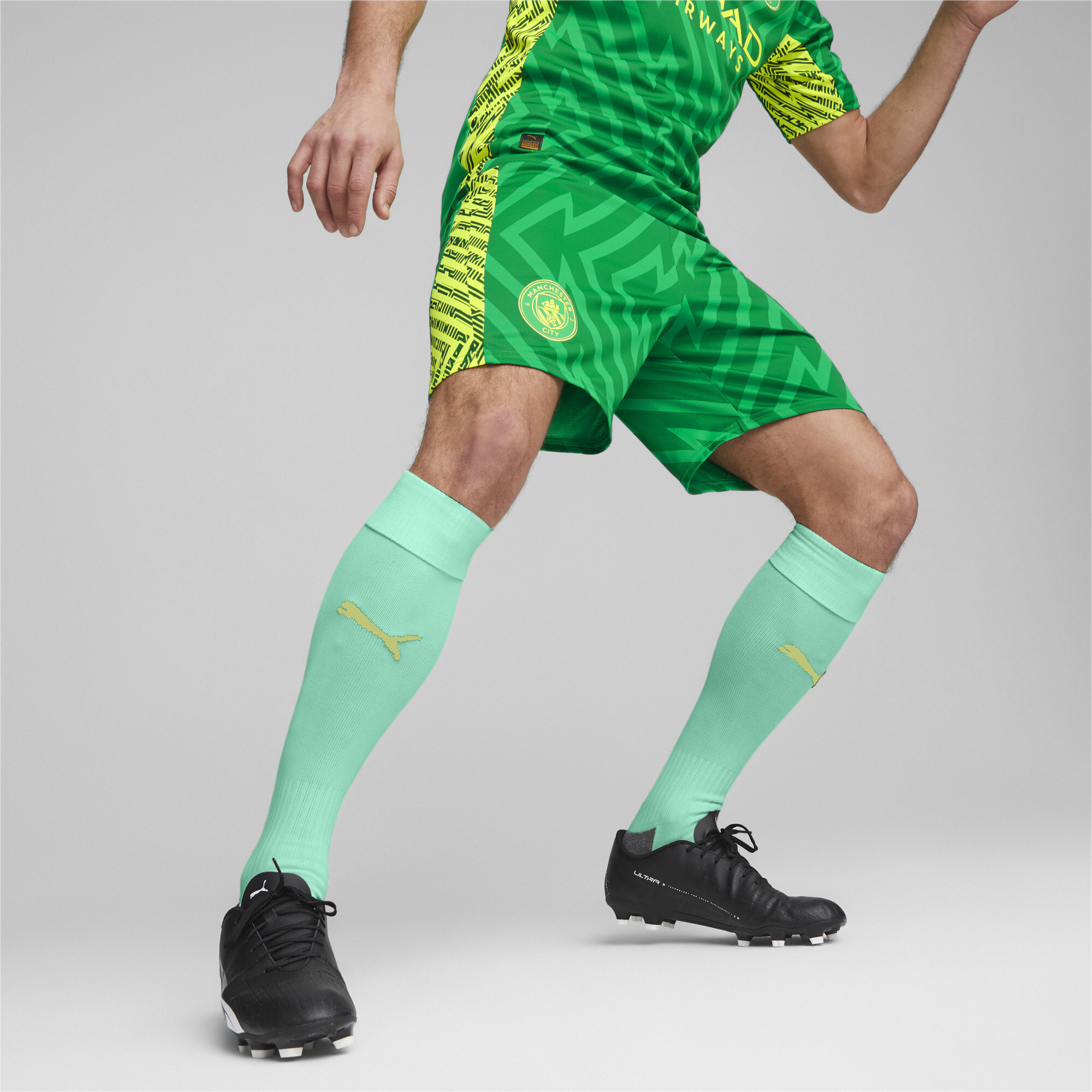 Puma Manchester City Torwart-Shorts Für Herren | Mit Other Pattern | Grassy Green/Yellow Alert | Größe: XS