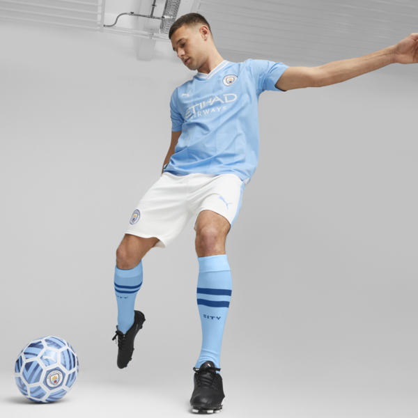 Shorts de fútbol del Manchester City, PUMA White-Team Light Blue, large-ARG