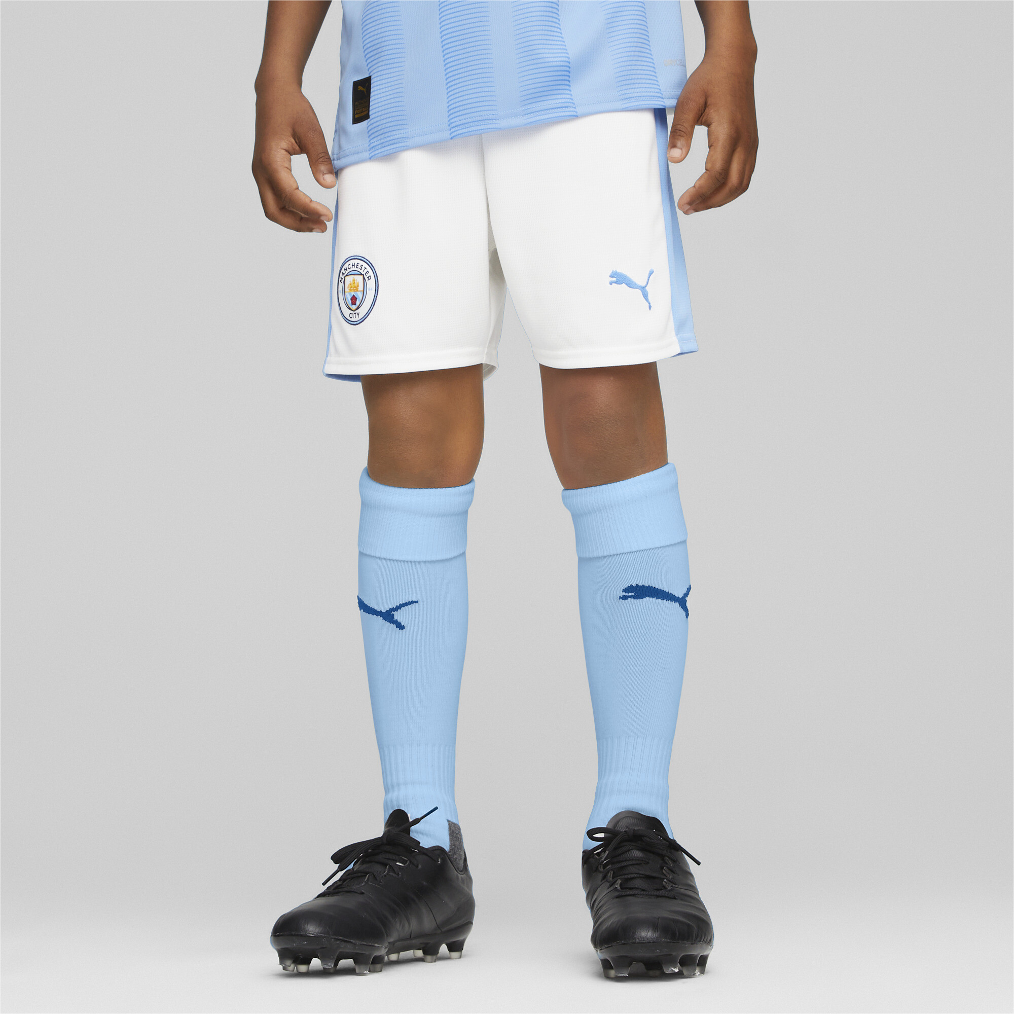 Puma Manchester City Fußballshorts Teenager Für Für Kinder | Mit Color Blocking | White/Light Blue | Größe: 15-16Y