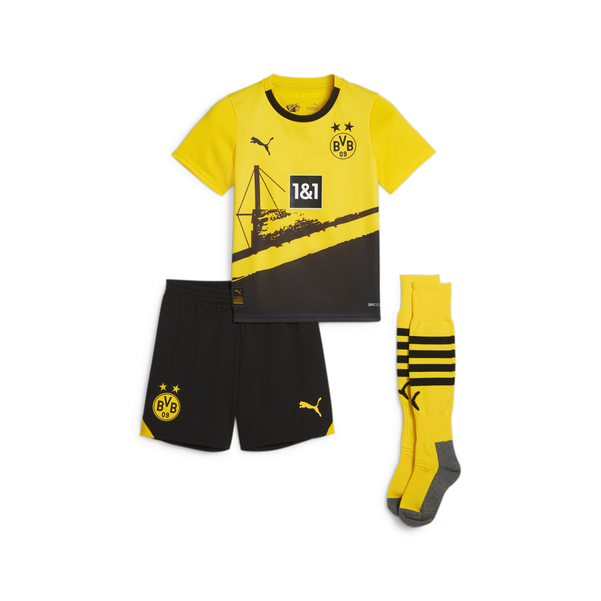 Puma Borussia Dortmund 23/24 Home Minikit, Yellow, Size 1-2Y, Clothing