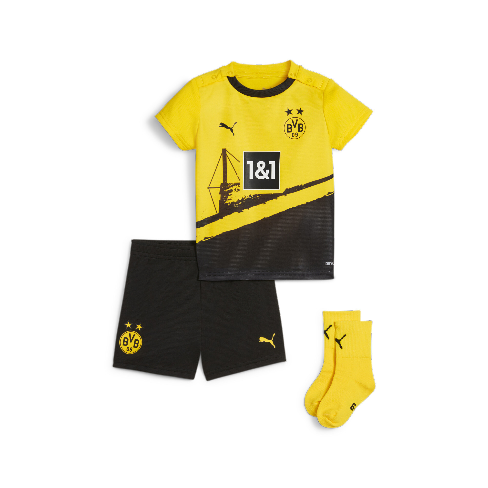 Puma Borussia Dortmund 23/24 Home Toddlers' Babykit, Yellow, Size 1-2Y, Clothing