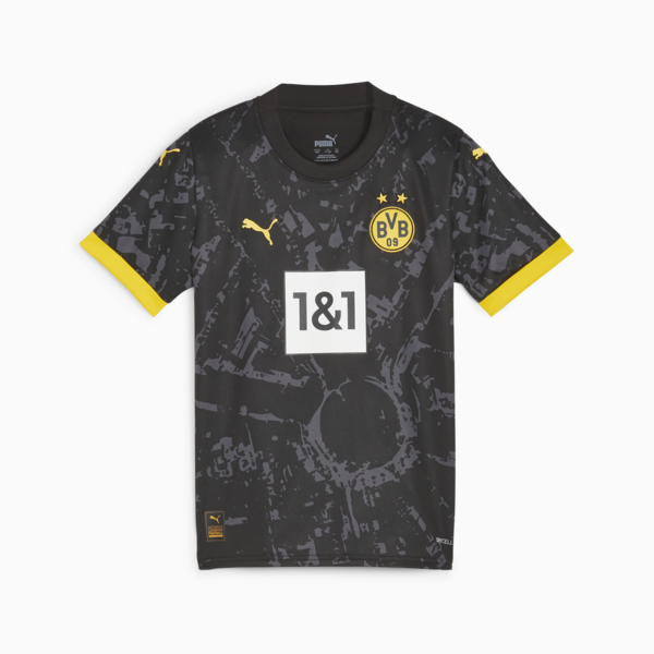 Camiseta visitante del Borussia Dortmund 23/24 Big Kids', PUMA Black-Cyber Yellow, large-MEX