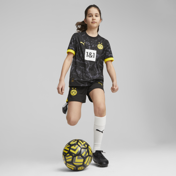 Camiseta visitante del Borussia Dortmund 23/24 Big Kids', PUMA Black-Cyber Yellow, large-MEX