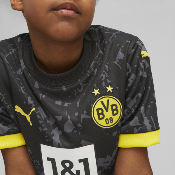 Camiseta visitante del Borussia Dortmund 23/24 Big Kids', PUMA Black-Cyber Yellow, large-MEX