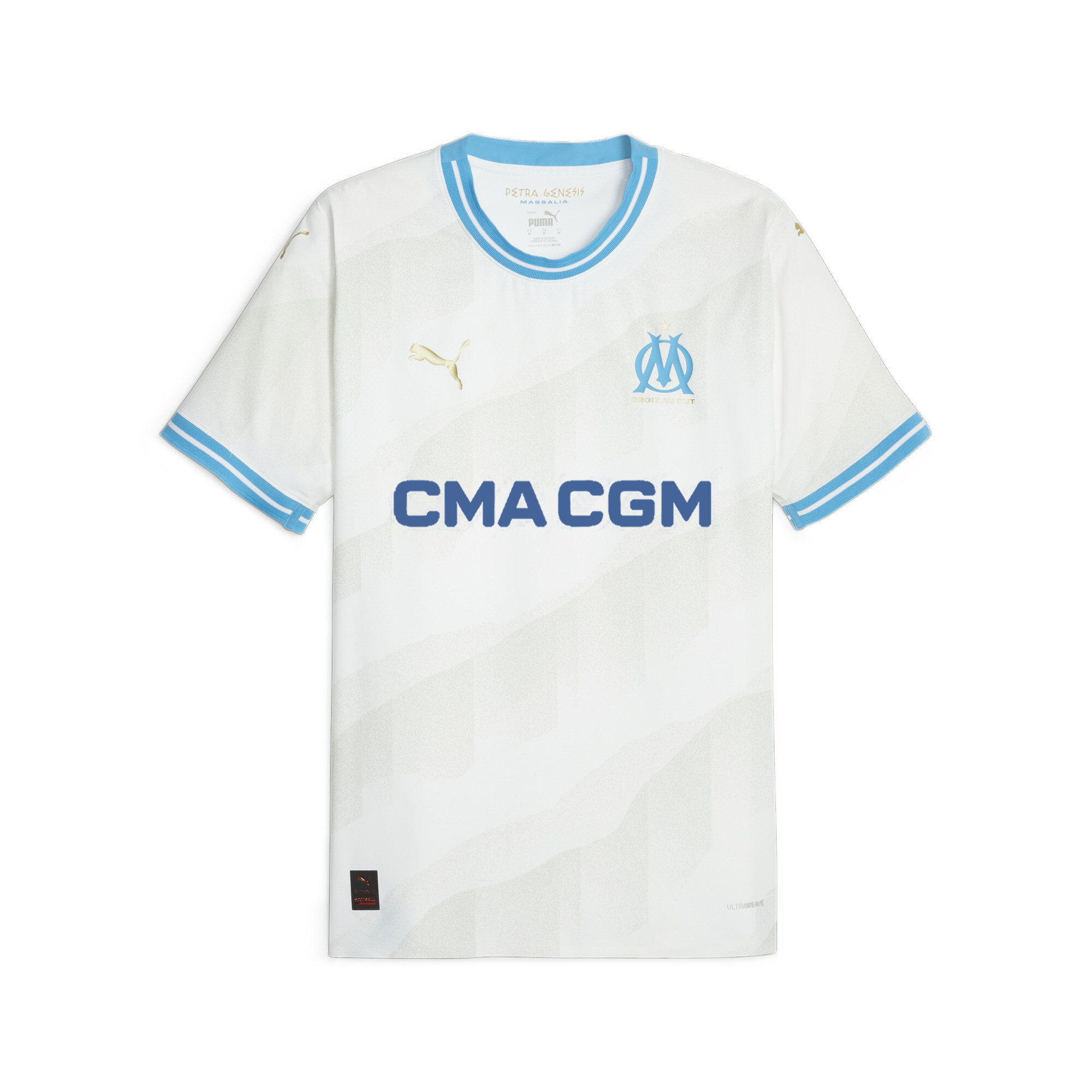 Men's Puma Olympique De Marseille 23/24 Home Authentic Jersey, White, Size XS, Clothing