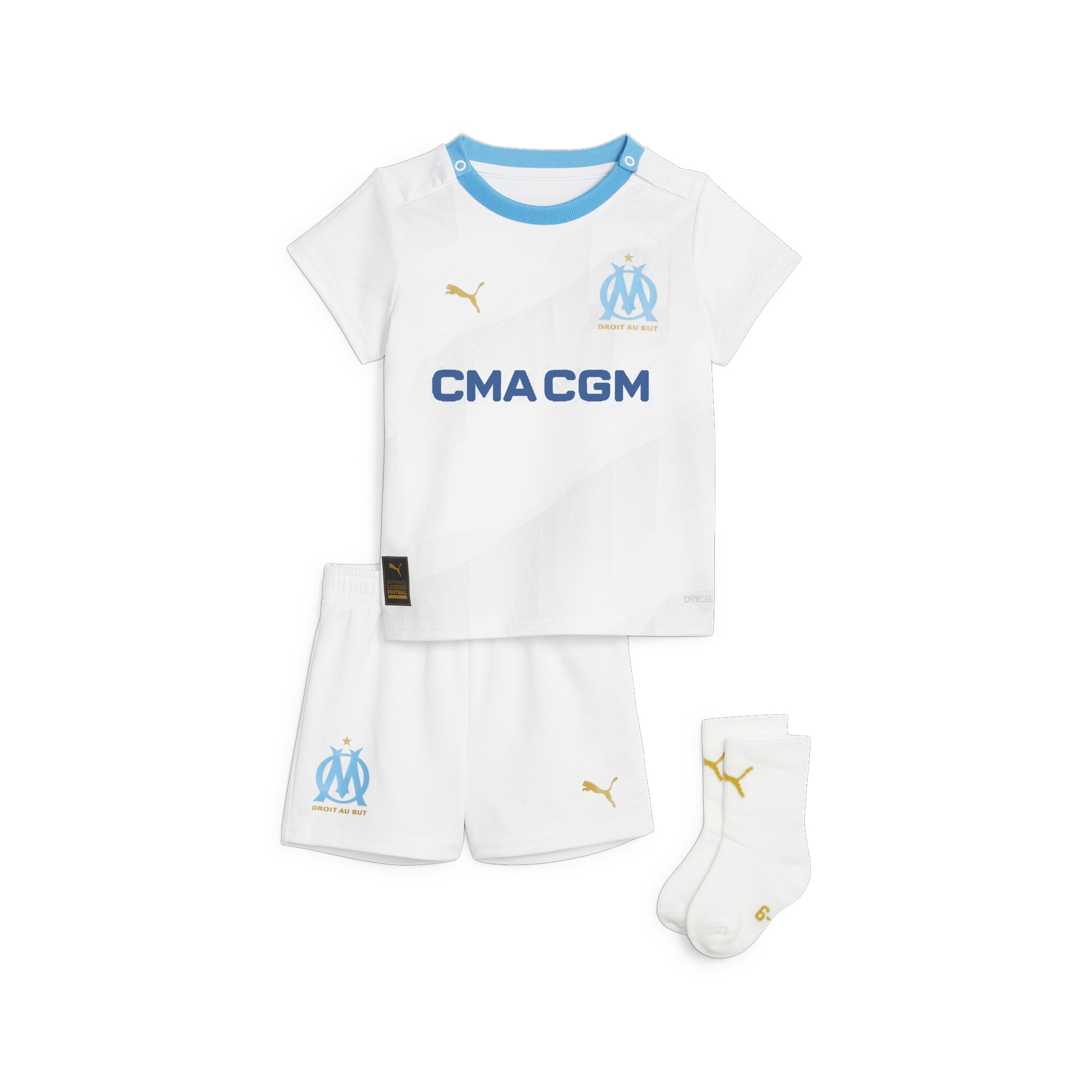 Puma Olympique De Marseille 23/24 Home Baby Kit, White, Size 1-2Y, Clothing