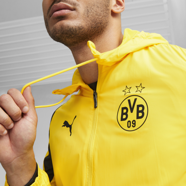 Borussia Dortmund Men's Pre-match Football Jacket, Cyber Yellow-PUMA Black, large-ZAF