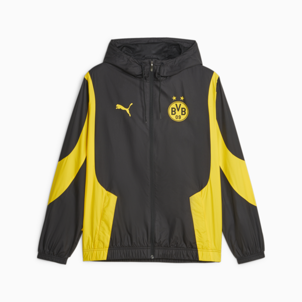 Borussia Dortmund Men's Pre-match Football Jacket, PUMA Black-Cyber Yellow, large-ZAF