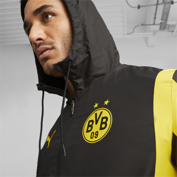Borussia Dortmund Men's Pre-match Football Jacket, PUMA Black-Cyber Yellow, large-ZAF