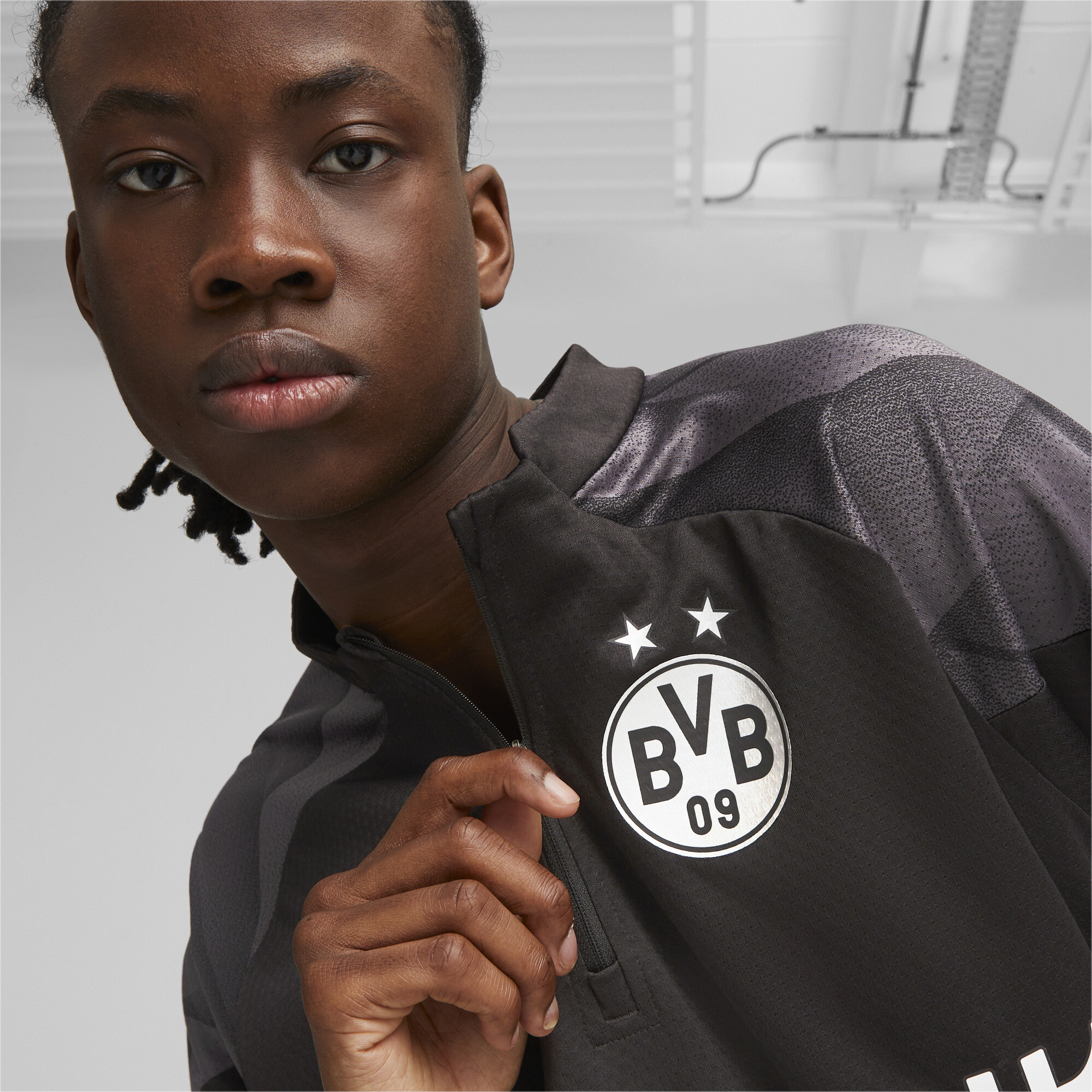 Men's Puma Borussia Dortmund Football Training Quarter-zip Top, Black Top, Size S Top, Clothing