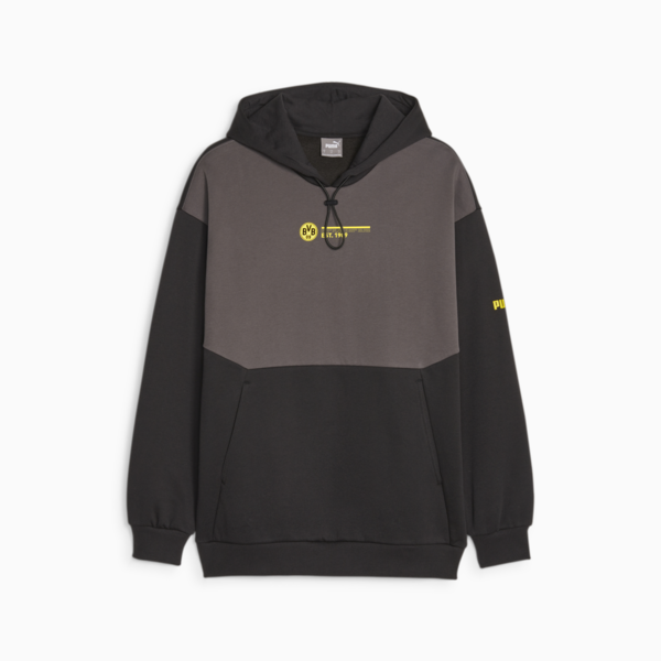 Borussia Dortmund Men's FtblCulture Hoodie, Shadow Gray-PUMA Black, large-ZAF