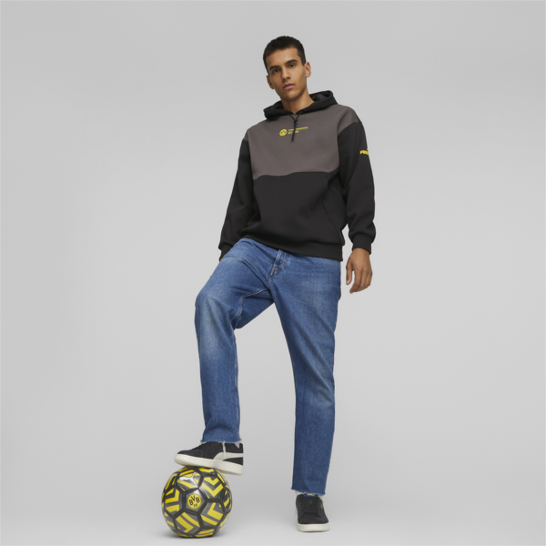 Borussia Dortmund Men's FtblCulture Hoodie, Shadow Gray-PUMA Black, large-ZAF