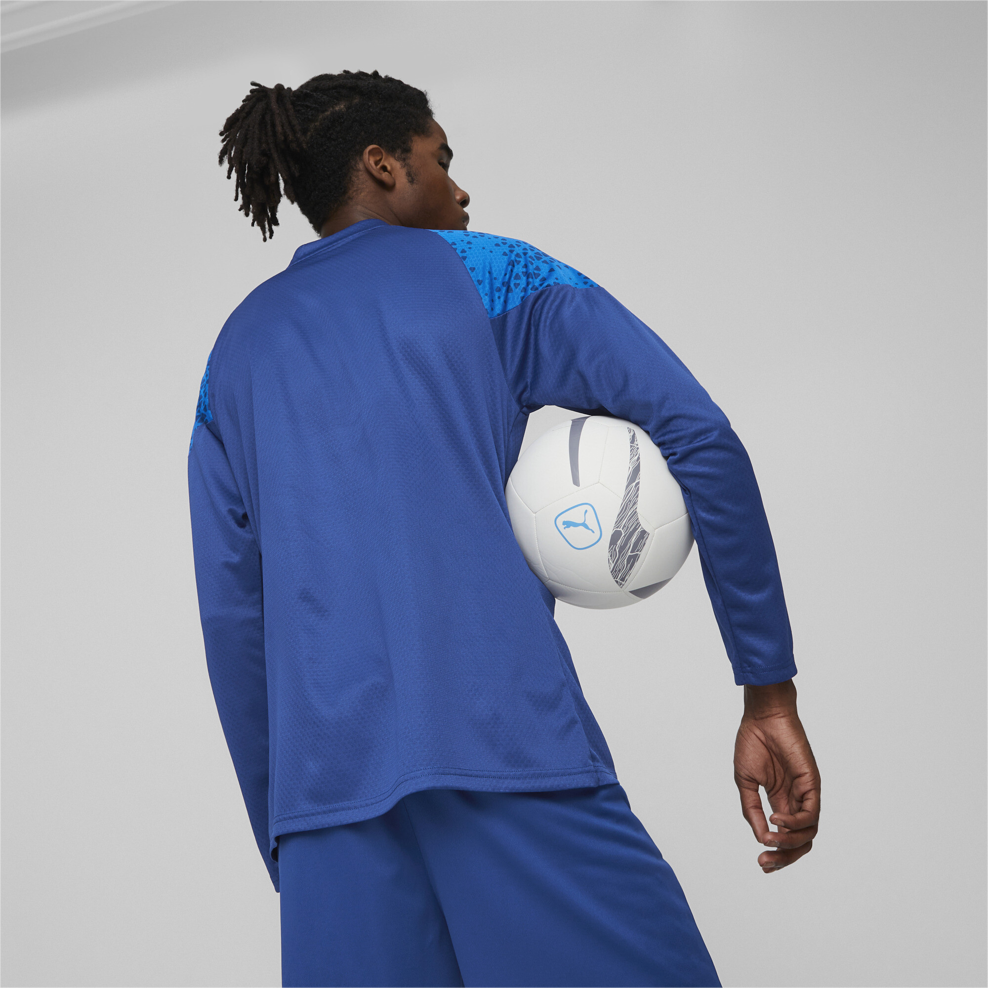 Men's Puma Olympique De Marseille Football Training Quarter-Zip Top, Blue Top, Size XL Top, Clothing