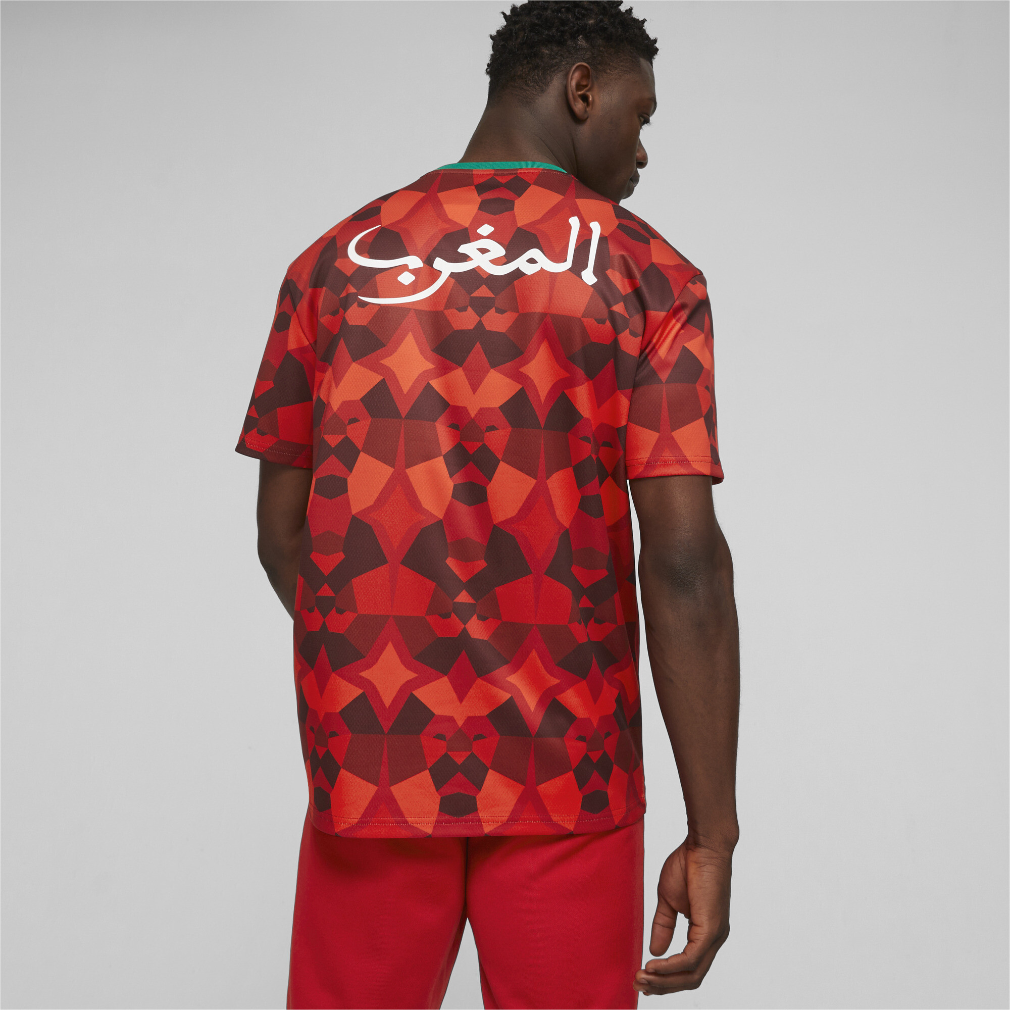 Men's PUMA Morocco FtblCulture T-Shirt In Red, Size Large