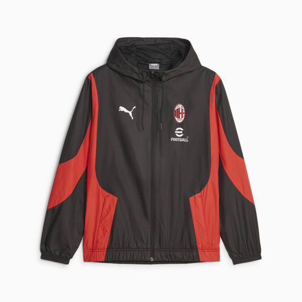AC Milan Men's Pre-match Jacket, PUMA Black-For All Time Red, large-ZAF