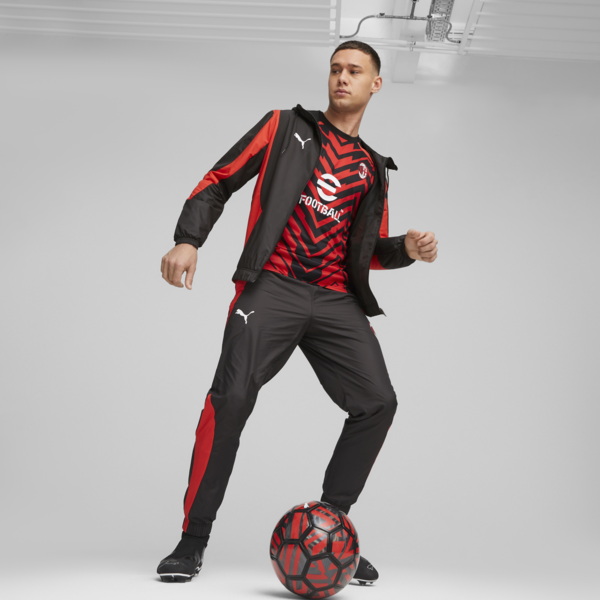 AC Milan Men's Pre-match Jacket, PUMA Black-For All Time Red, large-ZAF
