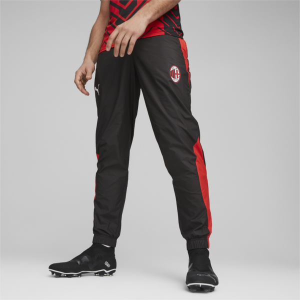 Pantalones de fútbol prematch del AC Milan, PUMA Black-For All Time Red, large-ARG