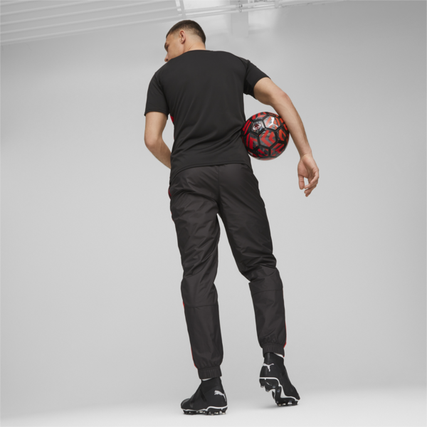 Pantalones de fútbol prematch del AC Milan, PUMA Black-For All Time Red, large-ARG