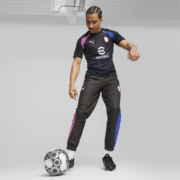 Pantalones de fútbol prematch del AC Milan, PUMA Black-Royal Sapphire, large-ARG