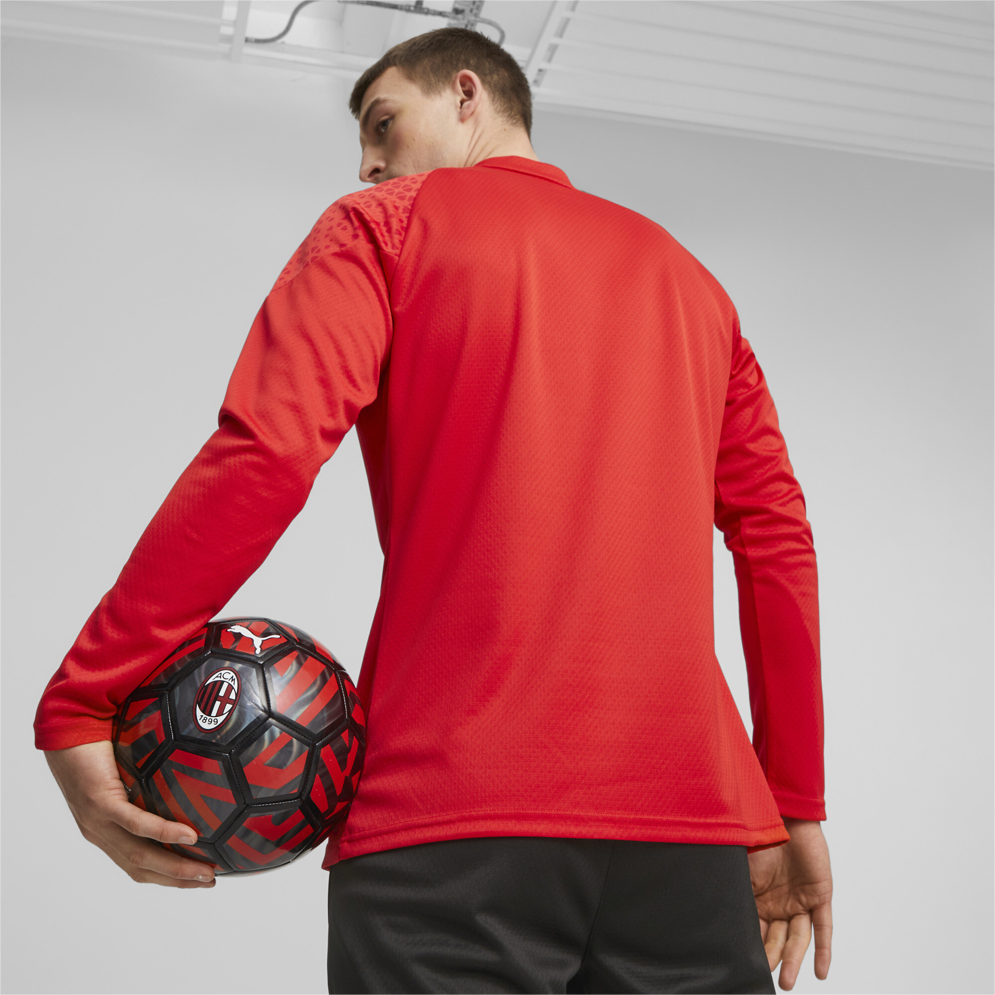 Men's Puma AC Milan Football Training Quarter-zip Top, Red Top, Size 3XL Top, Clothing