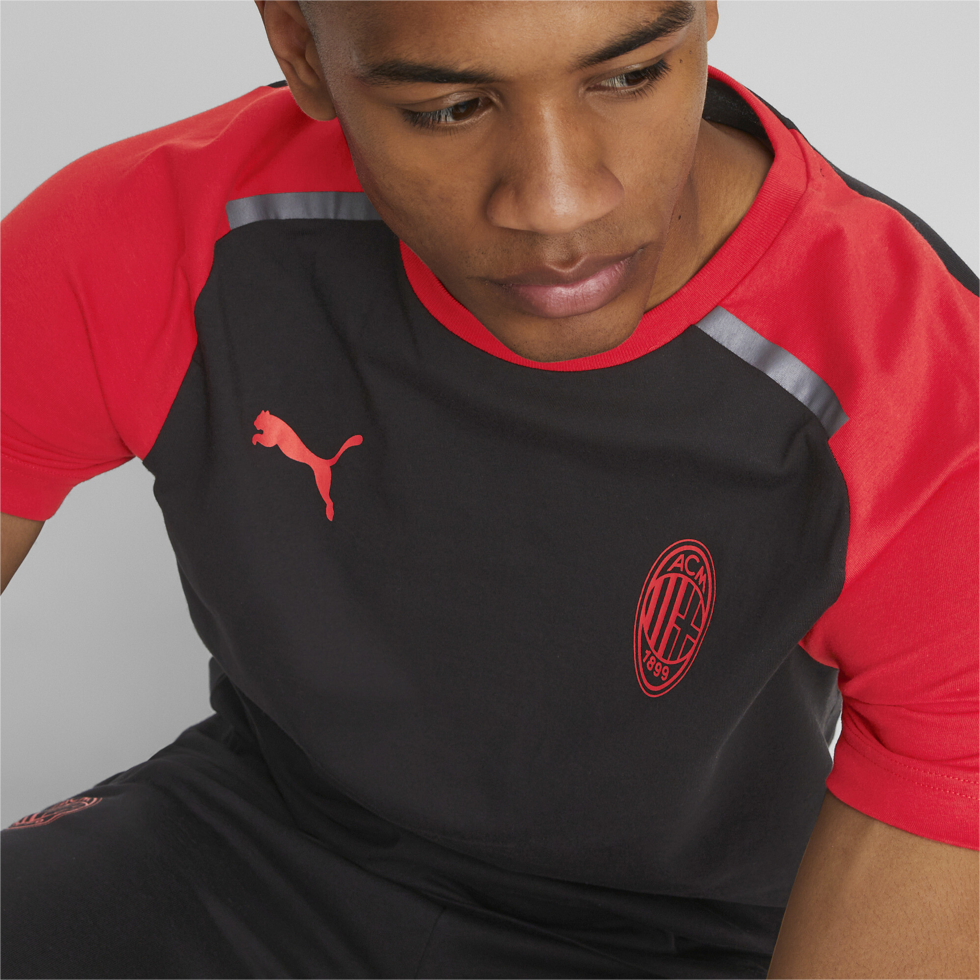 Men's PUMA AC Milan Football Casuals T-Shirt In Black, Size Small, Cotton