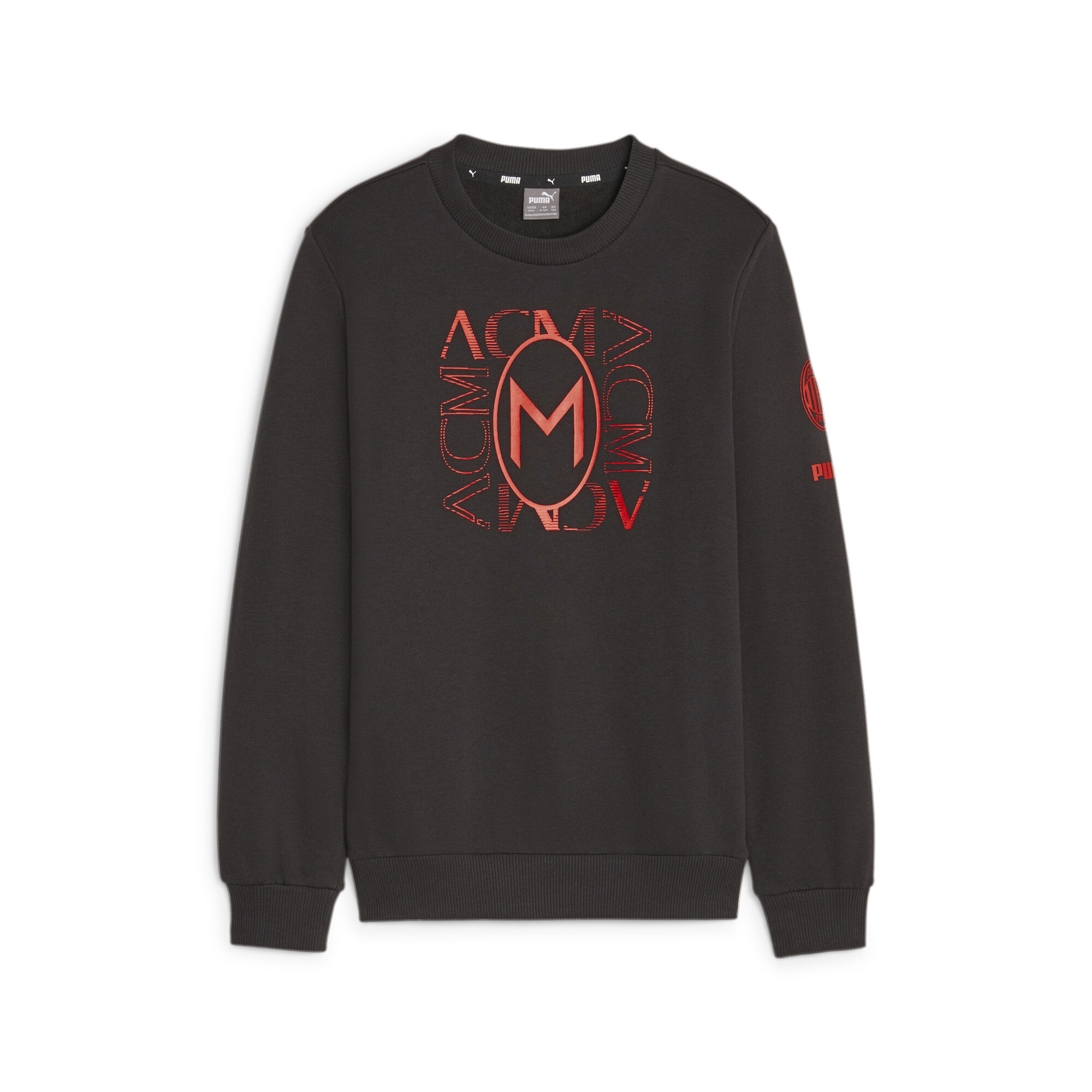 Puma AC Milan Ftbl Core Youth Sweatshirt, Black, Size 15-16Y, Clothing