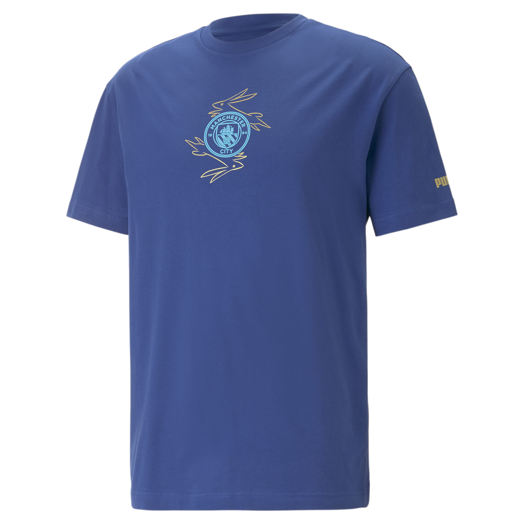 プーマ メンズ マンチェスター シティー MCFC チャイニーズ ニューイヤー 半袖 Tシャツ メンズ Blazing Blue-Puma Team Gold ｜PUMA.com画像