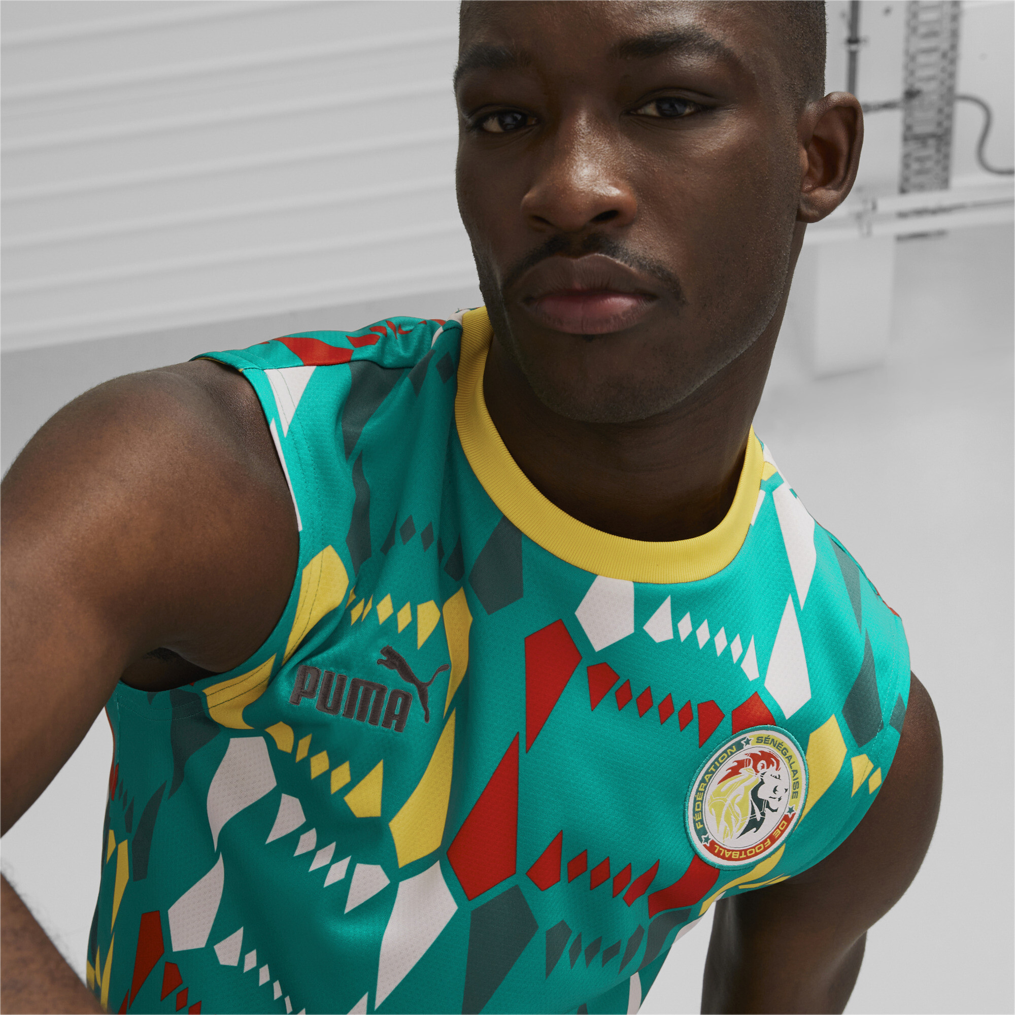 Men's PUMA Senegal FtblCulture Sleeveless Jersey In Green, Size XS