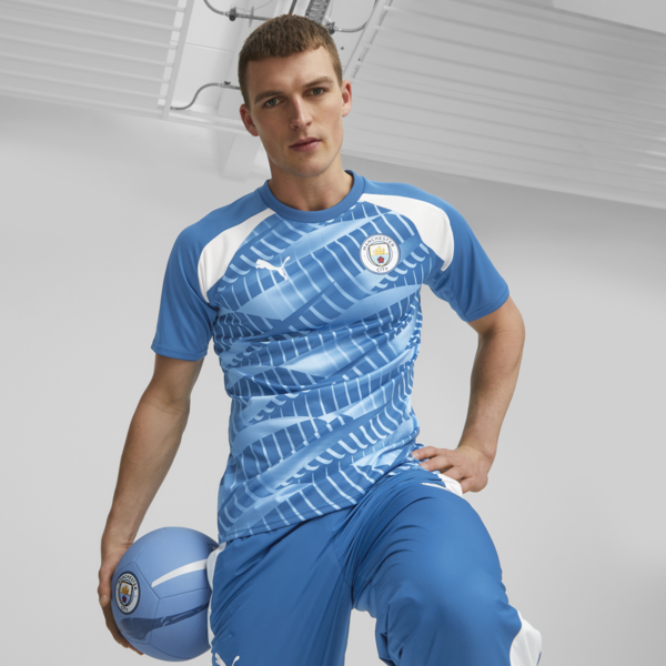 Manchester City Men's Pre-match Jersey, Lake Blue-PUMA White, large-ZAF