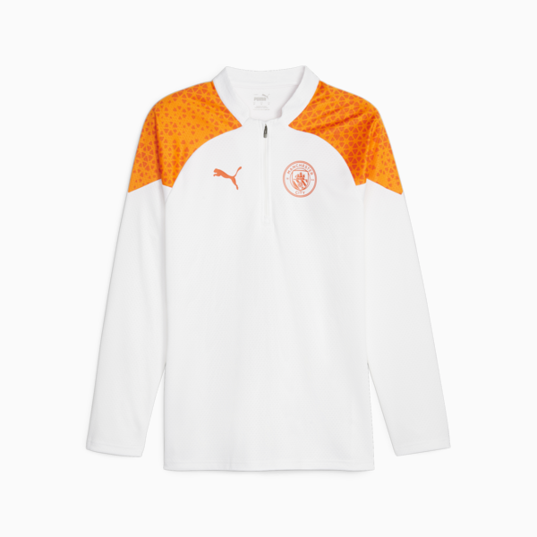 Buzo Manchester City de training de fútbol con cierre de un cuarto, PUMA White-Orange Popsicle, large-ARG