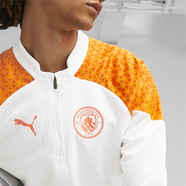 Buzo Manchester City de training de fútbol con cierre de un cuarto, PUMA White-Orange Popsicle, large-ARG