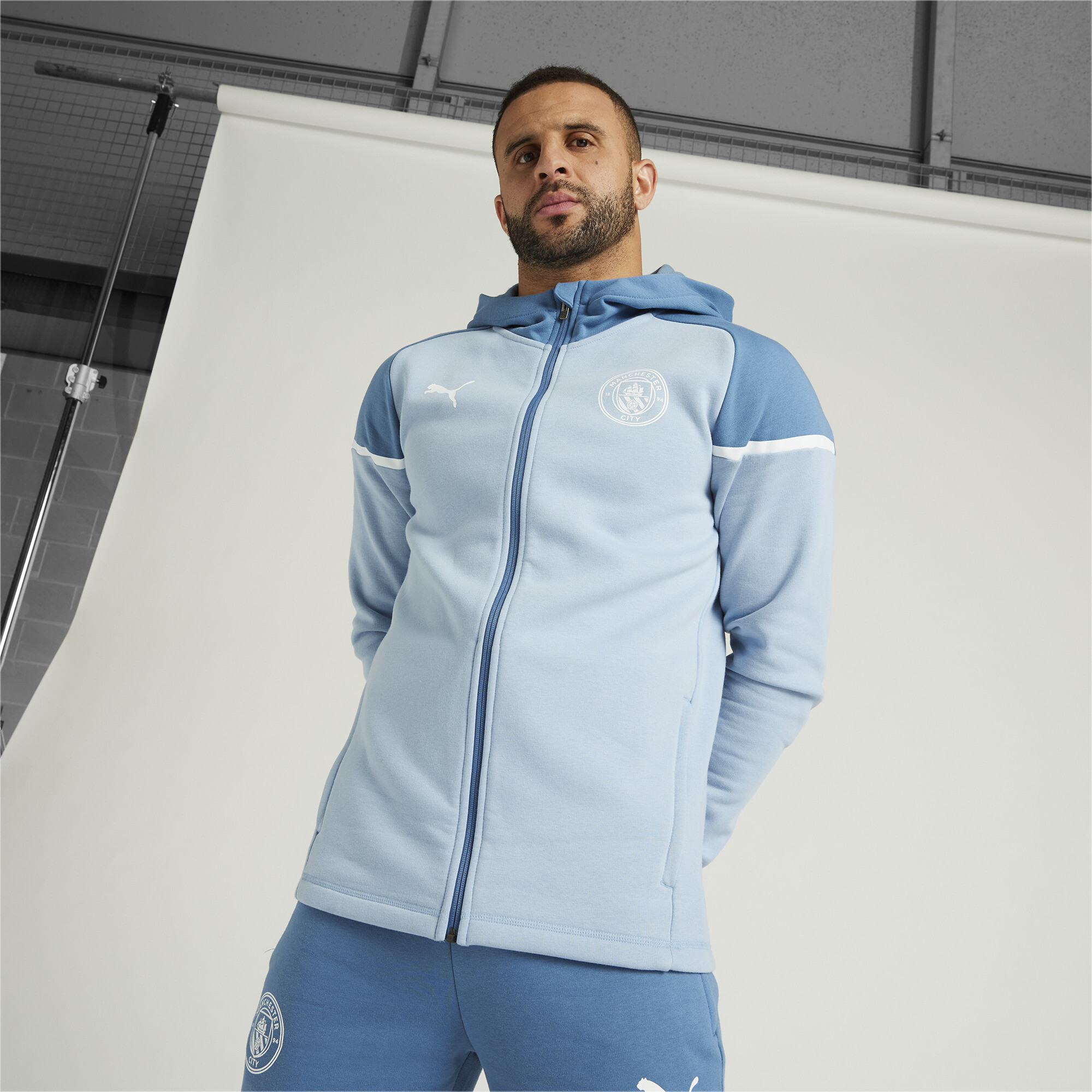 Puma Manchester City Football Casual Hooded Jacket Regular Fit Mens