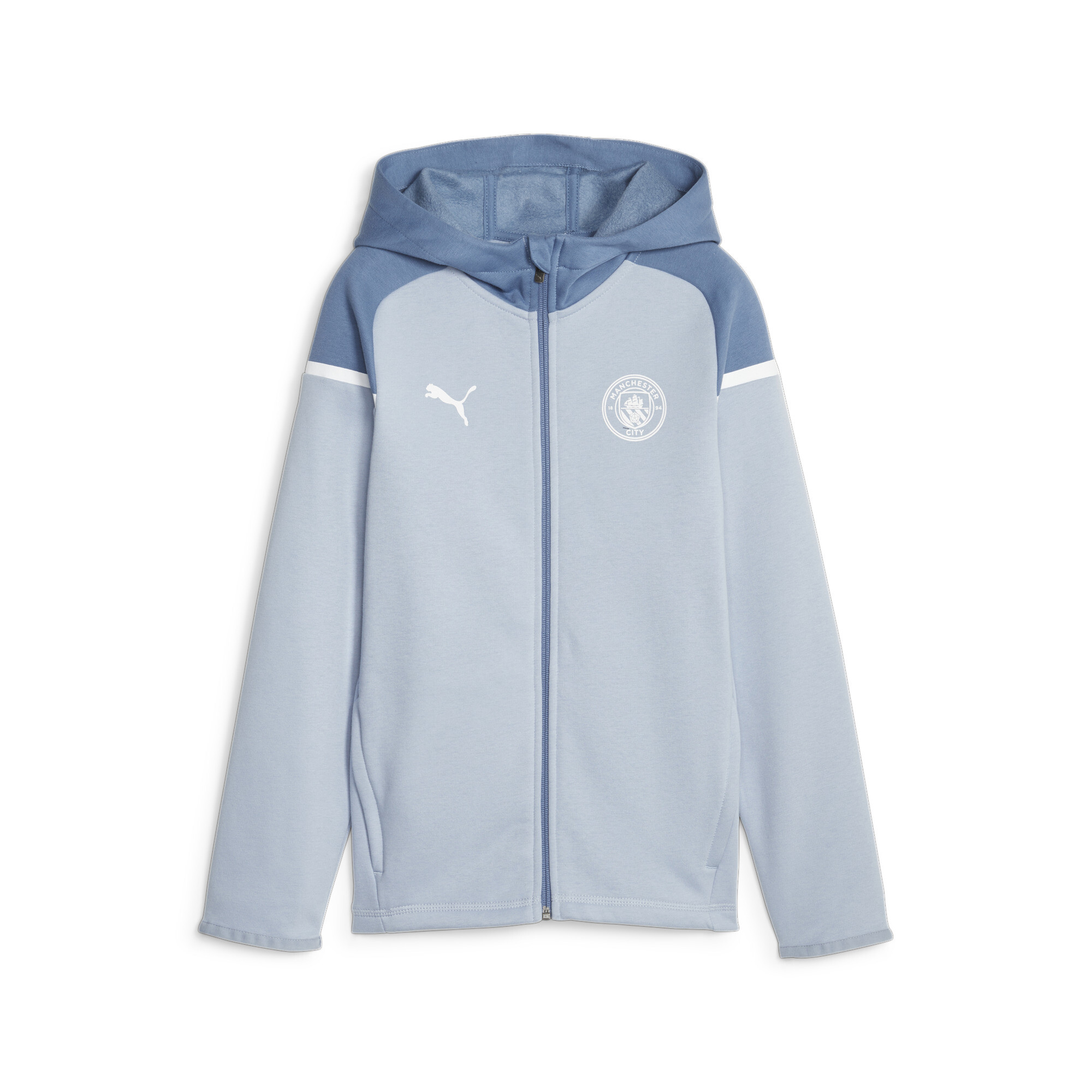 Puma Manchester City Football Casuals Youth Hooded Jacket, Blue, Size 5-6Y, Clothing