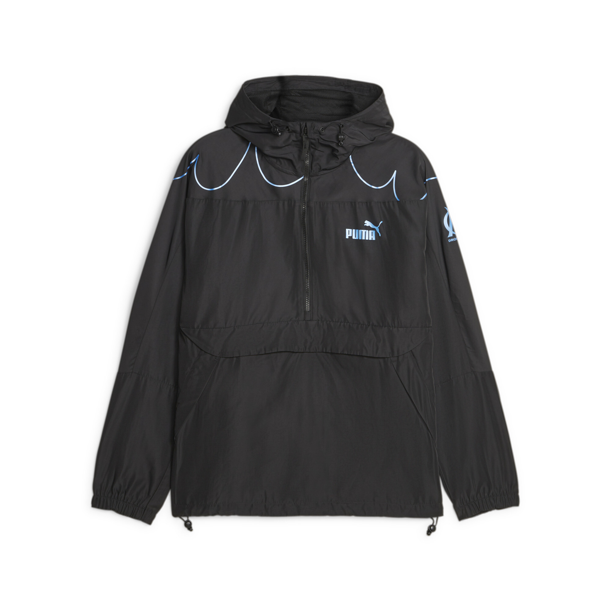 Men's Puma Olympique De Marseille Ftbl Statement Hooded Jacket, Black, Size L, Clothing