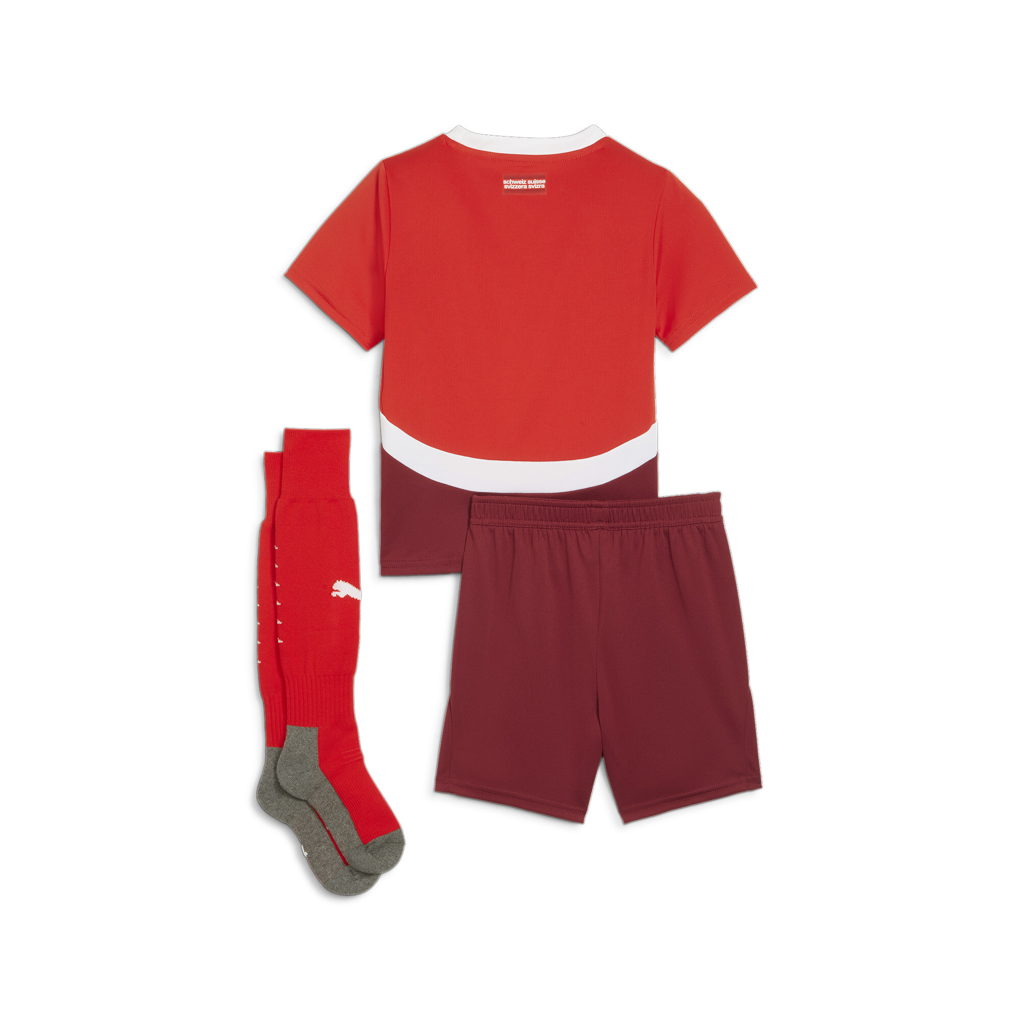 Puma Switzerland Football 2024 Home Mini Kit, Red, Size 3-4Y, Clothing