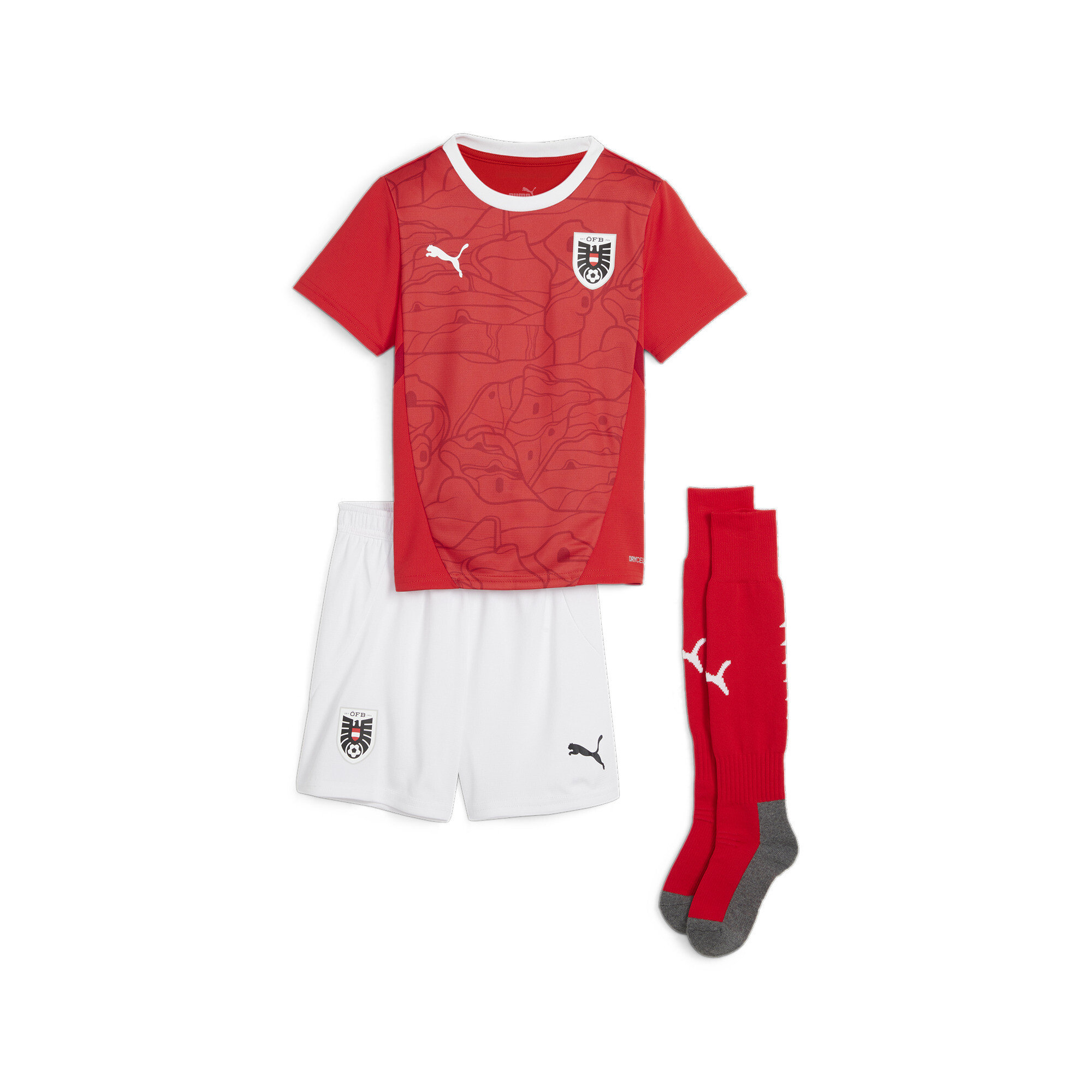 Puma Österreich 2024 Heimtrikot Minikit Für Für Kinder | Mit Other Pattern | Red/Chili Pepper | Größe: 3-4Y