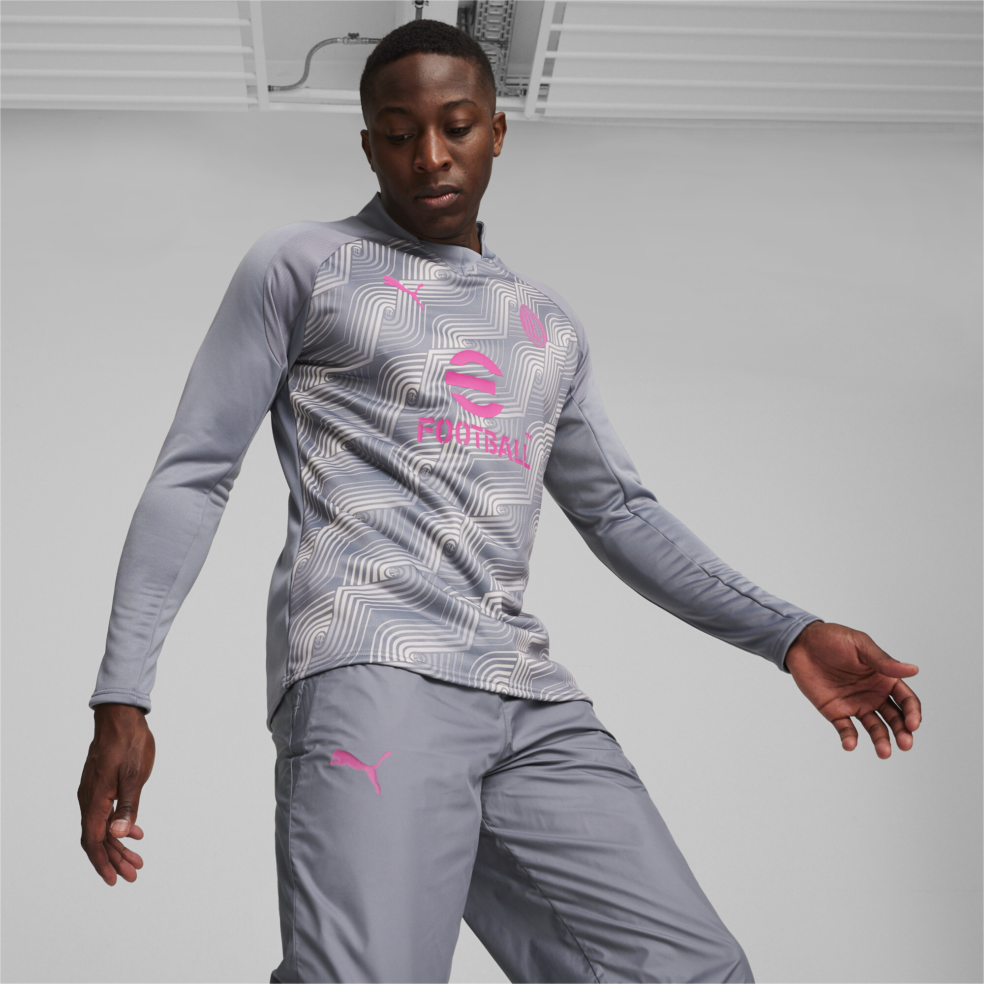 Puma Acm Prematch Ls Sweat Top In Gray