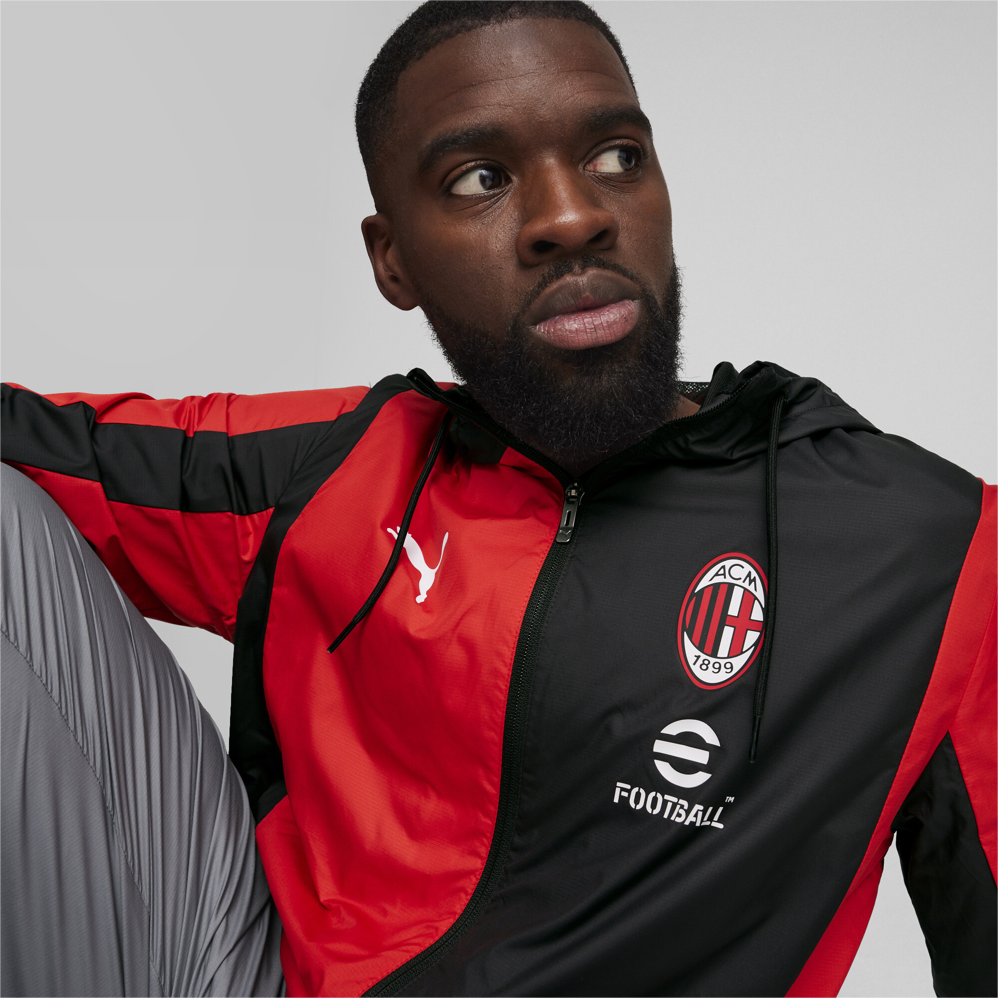 Men's PUMA AC Milan Pre-match Jacket In 10 - Black, Size 2XL