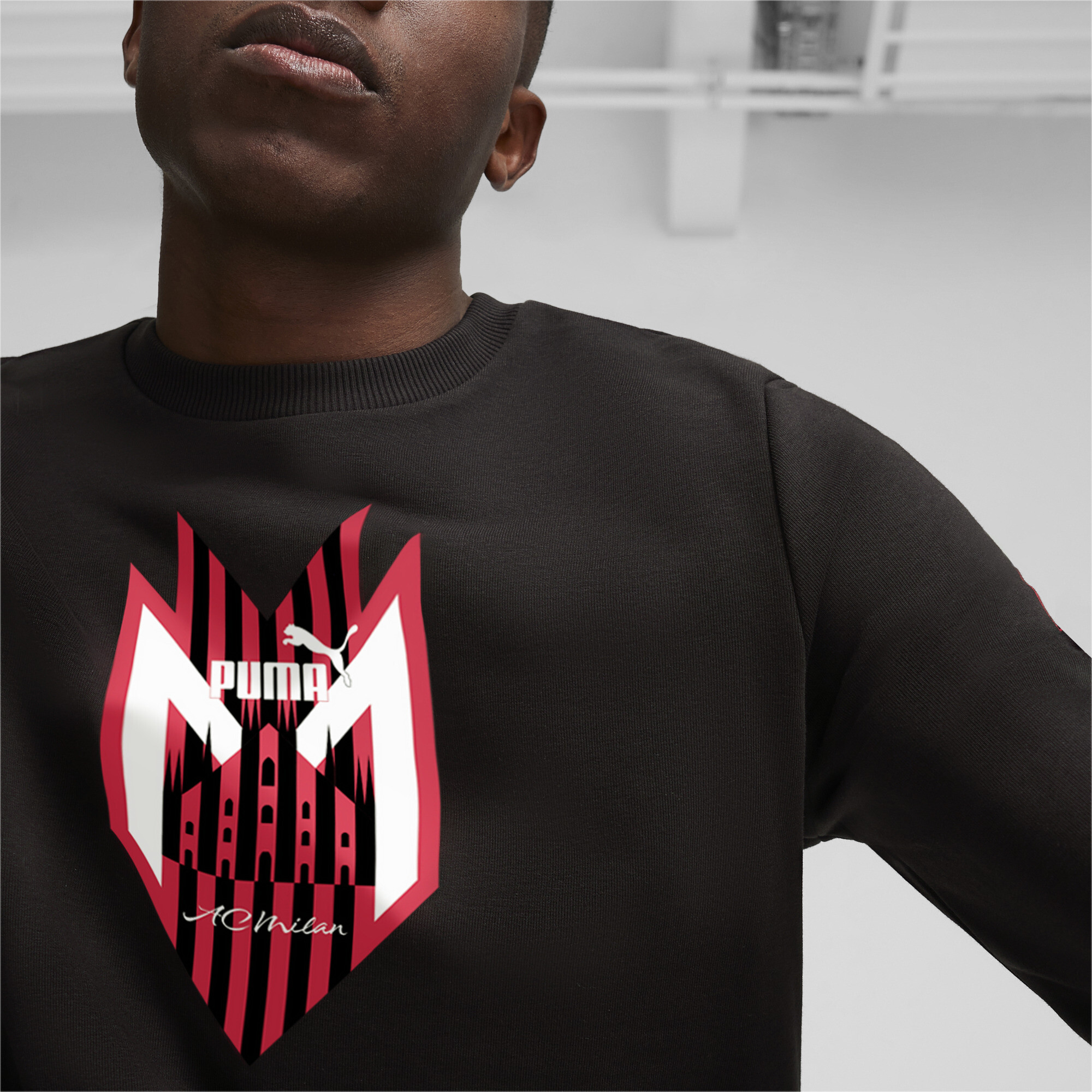 Men's Puma AC Milan Ftblicons Sweatshirt, Black, Size XL, Sport