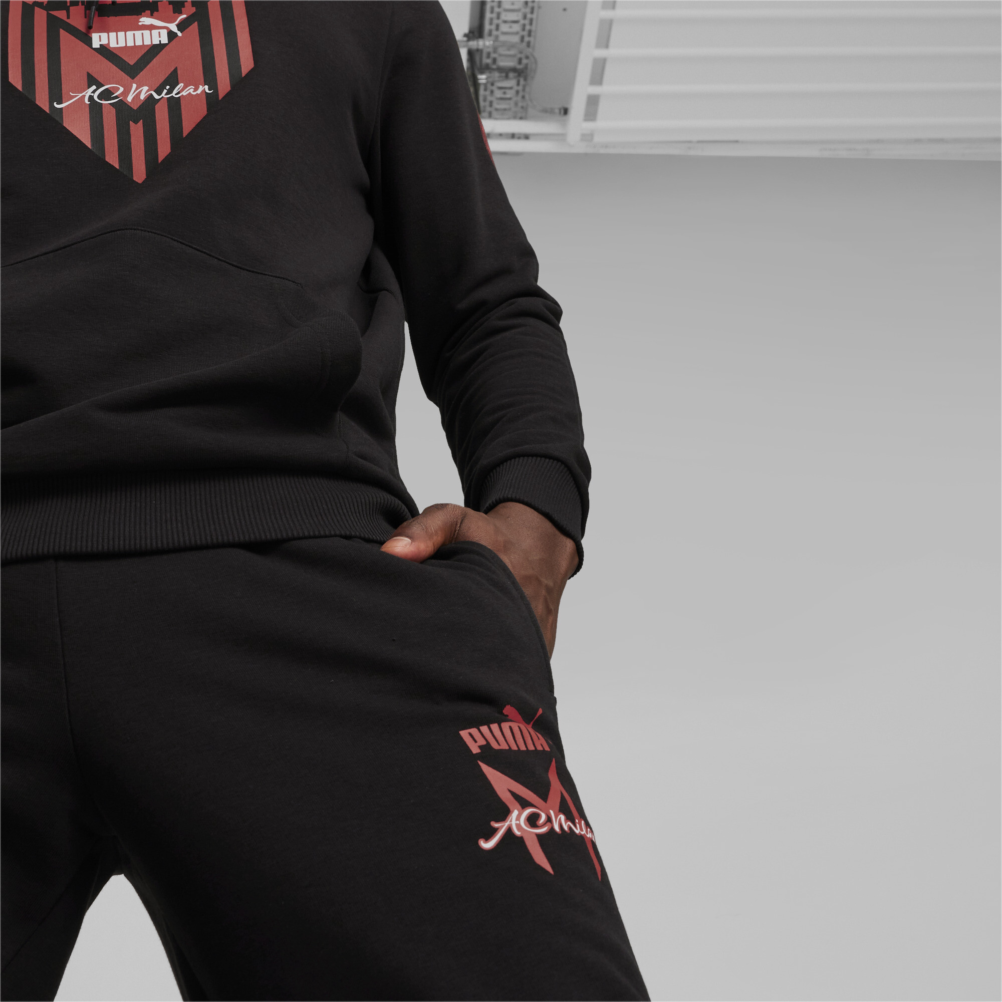 Men's Puma AC Milan Ftblicons Sweatpants, Black, Size L, Sport
